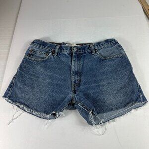 Levi's Jean Shorts Men's 34 505 Blue Faded Cut Off Frayed Cotton Denim Jorts